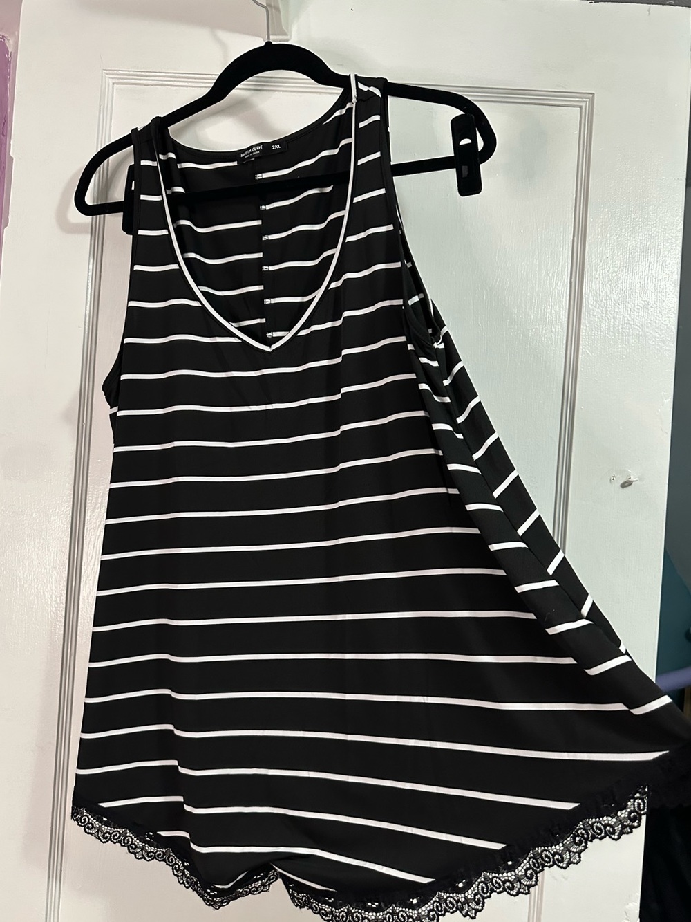 Black and white striped tank